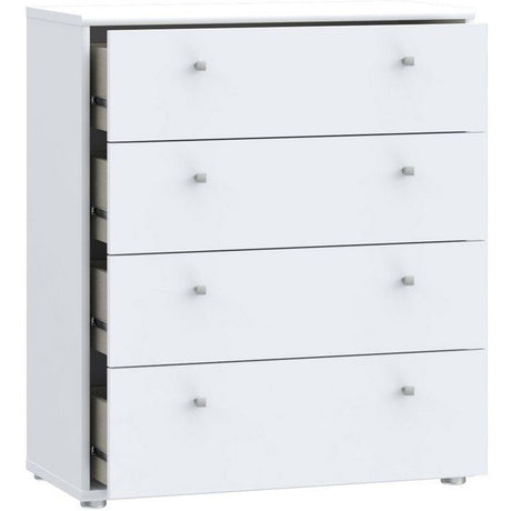 Commode TEMPRA 4 Tiroirs - Décor blanc – L 73,7 × P 34,8 × H 85,5 cm