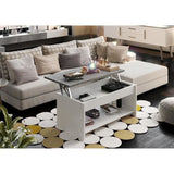 Table basse - Blanc et gris bÈton - Relevable - L 100 cm x P50 x H44cm - HAPPY