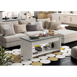 Table basse - Blanc et gris bÈton - Relevable - L 100 cm x P50 x H44cm - HAPPY