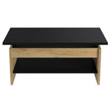 Table basse - DÈcor chene et noir - Relevable - L 100 x P 50 x H 44 cm - HAPPY