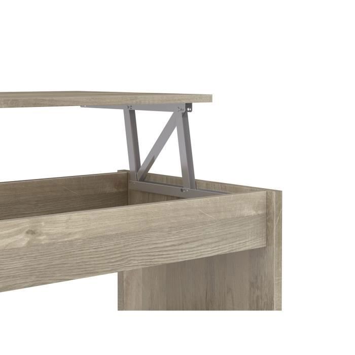 Table basse relevable - Style contemporain - Décor chene sonoma - L100 x P50 x H44cm - HAPPY