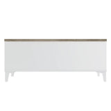 Table basse avec plateau relevable - Blanc/Chene - L 100 x P 50/72 x H 42/55 cm - EVAN