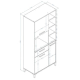 Buffet de cuisine - Blanc brillant - Contemporain - 3 portes - ECO - L 80 x P 40 x H 178 cm