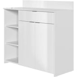 Buffet Cuisine - 2 portes + 1 tiroir - MÈlaminÈ blanc - L 100 x P 42 x H 95 cm