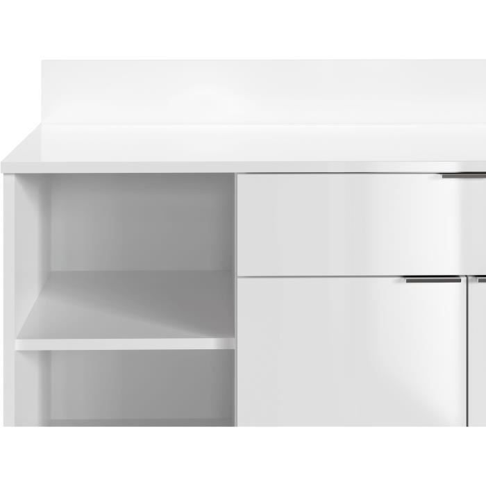 Buffet Cuisine - 2 portes + 1 tiroir - MÈlaminÈ blanc - L 100 x P 42 x H 95 cm