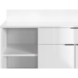 Buffet Cuisine - 2 portes + 1 tiroir - MÈlaminÈ blanc - L 100 x P 42 x H 95 cm