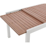 Table de jardin extensible CALVI - Rectangulaire - Plateau aluminium aspect bois - 6 personnes