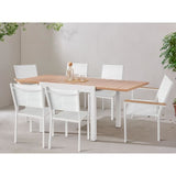 Table de jardin extensible CALVI - Rectangulaire - Plateau aluminium aspect bois - 6 personnes