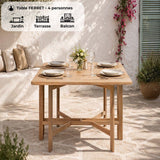 Table de jardin - FERRET - Pliante - Bois d'Acacia FSC - 21/55/90 x 90 x 75 cm - 4 personnes