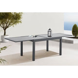 Table de jardin extensible rectangulaire 6 a 10 personnes - Structure aluminium - Plateau verre trempé - L 135-270 x H 75 x P 90