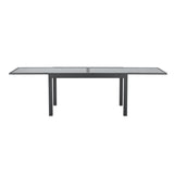 Table de jardin extensible rectangulaire 6 a 10 personnes - Structure aluminium - Plateau verre trempé - L 135-270 x H 75 x P 90