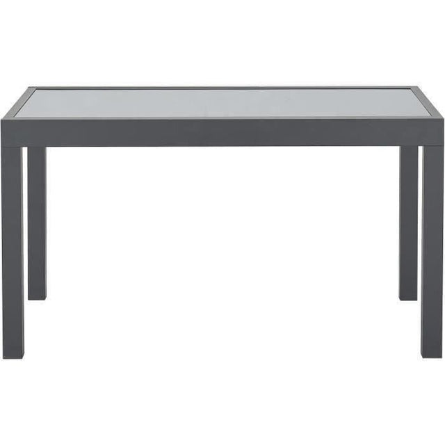 Table de jardin extensible rectangulaire 6 a 10 personnes - Structure aluminium - Plateau verre trempé - L 135-270 x H 75 x P 90