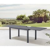 Table de jardin extensible rectangulaire 6 a 10 personnes - Structure aluminium - L 135-270 x P 90 x H 75 cm - Gris foncé