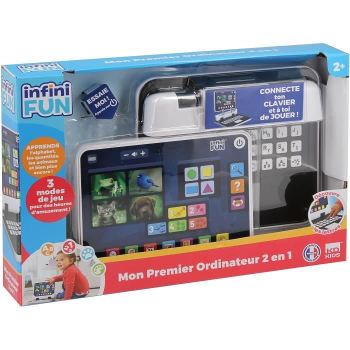 Ordinateur Jouet - KD - Mon Premier Ordinateur 2 en 1 - Apprentissage évolutif des couleurs, formes et lettres