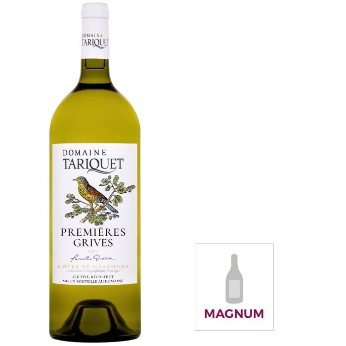 Magnum Domaine Tariquet Premieres Grives 2023 Côtes de Gascogne - Vin blanc du Sud Ouest - 1,5L