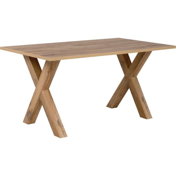 Table a manger seule MANZANO - Rectangulaire - Décor Chene Flagstaff - 8 personnes - L160 x H75 x P90 cm