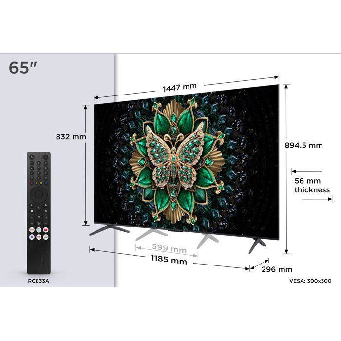TCL 65C6K - TV QLED MiniLED 65" (165 cm) - 4K UHD 3840x2160 - 144 Hz - Dolby Vision - Google TV  - 4xHDMI 2.1 - WiFi