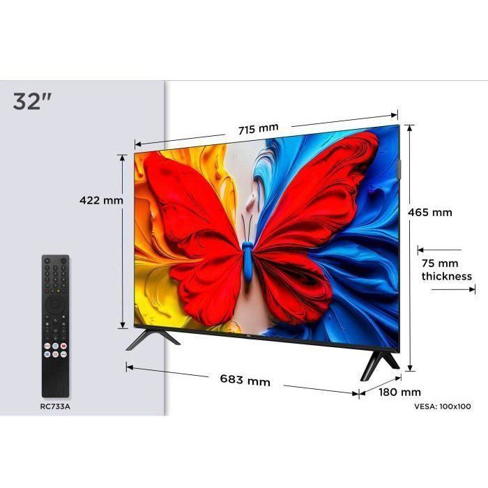 TCL 32S51K - TV QLED 32 (81 cm) - Full HD 1920x1080 - HDR10 - Android TV  - 2xHDMI 1.4 - WiFi
