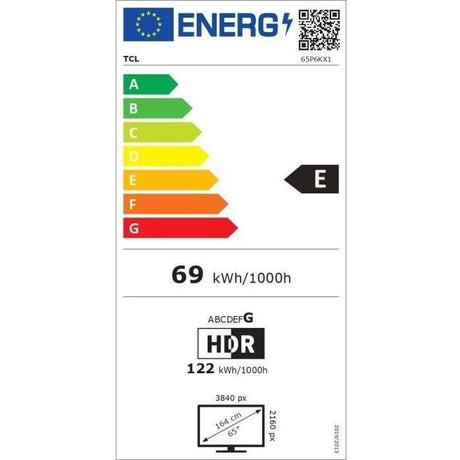 TCL 65P6K - TV LED 65 (165 cm) - 4K UHD 3840x2160 - HDR10+ - Google TV  - 3xHDMI 2.1 - WiFi