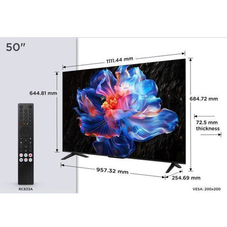 TCL 50P6K - TV LED 50 (126 cm) - 4K UHD 3840x2160 - HDR10+ - Google TV  - 3xHDMI 2.1 - WiFi