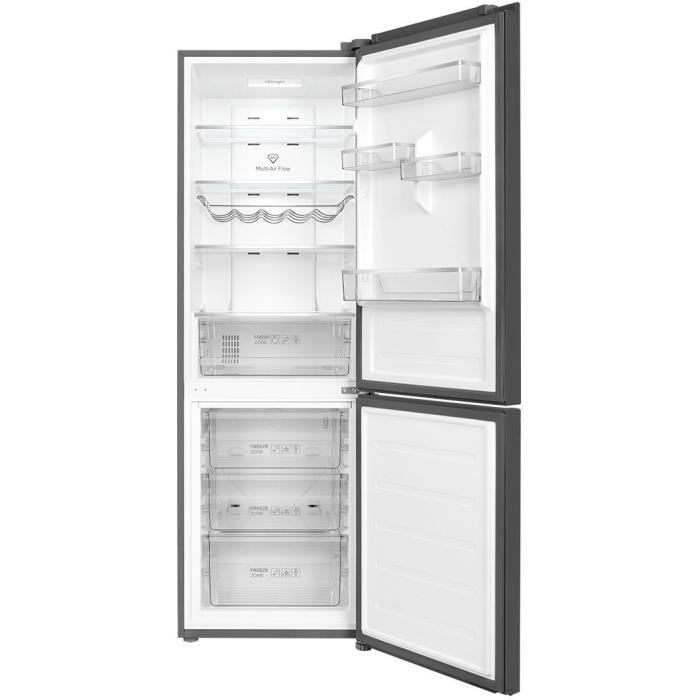 Réfrigérateur combiné - TCL - RP318BSC0 - 2 portes - Classe C - 318 L - 59,5 x 65 x 185 cm - Gris Quartz