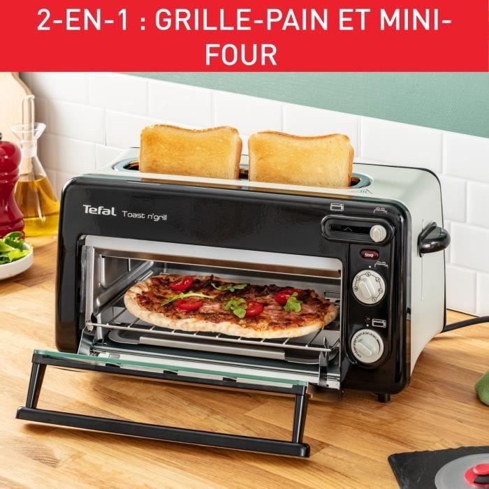 TEFAL Toast N Grill Grille-pain et mini-four, Acier inoxydable, 6 niveaux de dorage, TempÈrature grill jusqu'a 210∞C TL600830