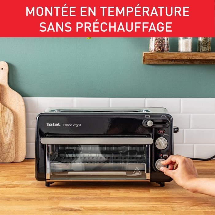TEFAL Toast N Grill Grille-pain et mini-four, Acier inoxydable, 6 niveaux de dorage, TempÈrature grill jusqu'a 210∞C TL600830
