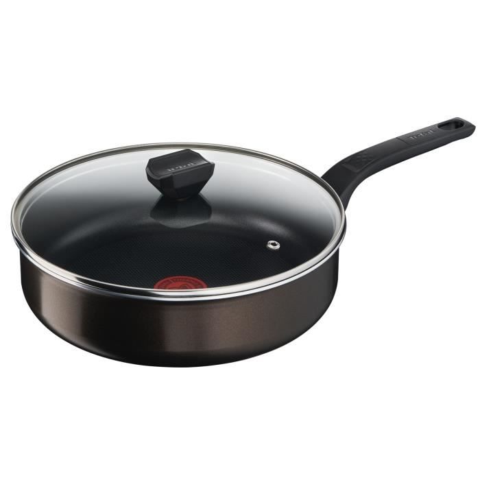 TEFAL Easy Cook & Clean Sauteuse 24 cm + couvercle en verre, Non induction, Revetement antiadhésif, Fabriqué en France B5543202