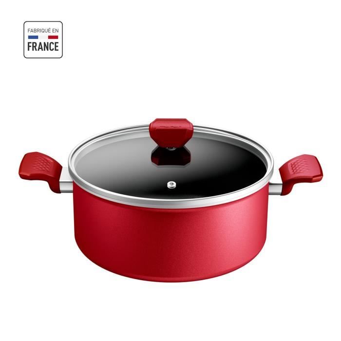 TEFAL Faitout 24 cm, Induction, Revetement antiadhésif, Couvercle verre, Ergonomique, Fabriqué en France, Daily Expert C2894602