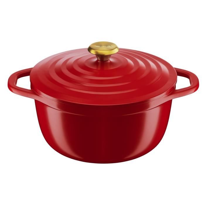 TEFAL Air cocotte légere 24 cm fonte d'aluminium rouge, tous feux dont induction E2544604