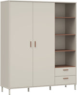 Armoire de chambre  - Décor Beige et Terracotta - 2 portes - L168,4 x P52,9 x H201,6 cm - MILLES