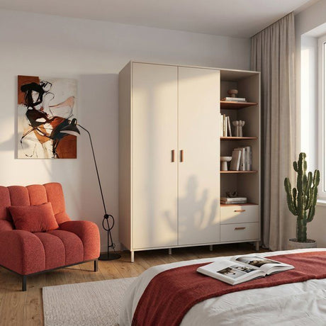 Armoire - Décor cachemire et terracotta - 2 portes - étageres + tiroirs  - L168,4 x P52,9 x H201,6 cm