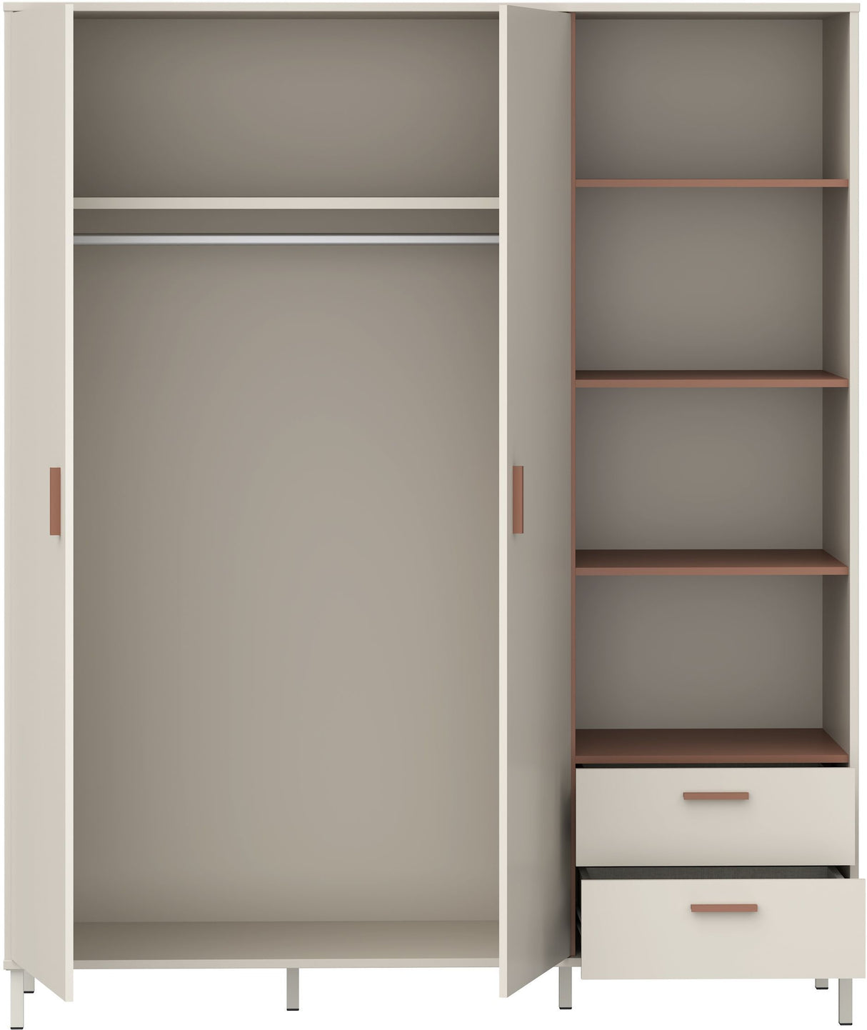 Armoire de chambre  - Décor Beige et Terracotta - 2 portes - L168,4 x P52,9 x H201,6 cm - MILLES