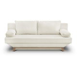 Banquette convertible 3 places TEIJO - Tissu bouclette beige - Coffre de rangement - L187 x P91x H82 cm