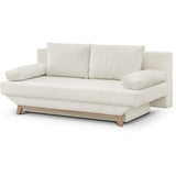 Banquette convertible 3 places TEIJO - Tissu bouclette beige - Coffre de rangement - L187 x P91x H82 cm