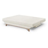 Banquette convertible 3 places TEIJO - Tissu bouclette beige - Coffre de rangement - L187 x P91x H82 cm