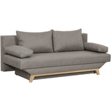 TEIJO Banquette convertible 3 places avec coffre de rangement - Tissu Taupe - L187 x P 91 x H 82 cm