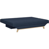 TEIJO Banquette convertible 3 places avec coffre de rangement - Tissu Bleu - L187 x P91 x H82 cm
