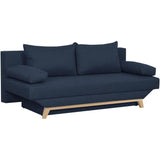TEIJO Banquette convertible 3 places avec coffre de rangement - Tissu Bleu - L187 x P91 x H82 cm