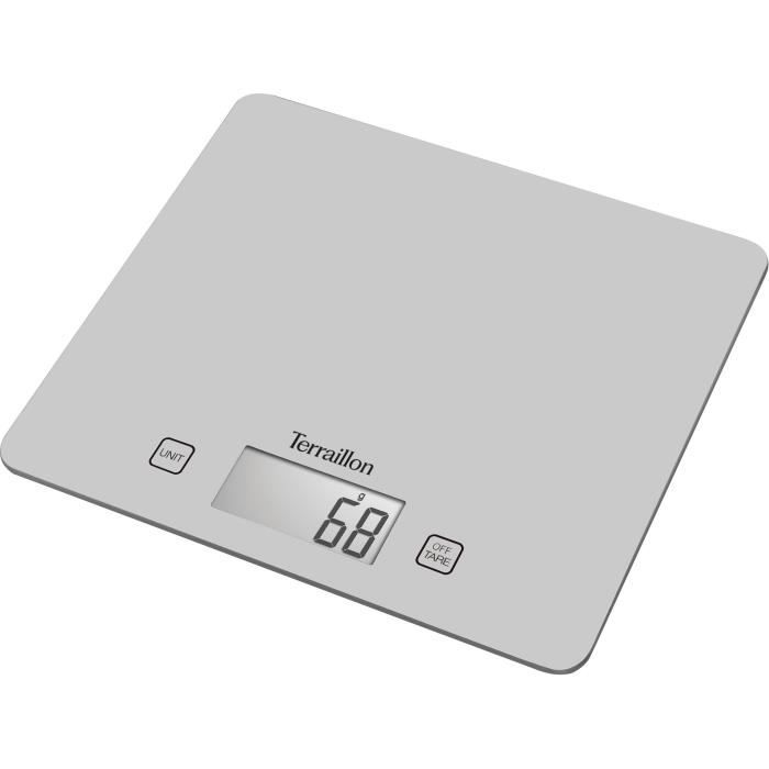 Balance de cuisine électronique - TERRAILLON - T1040 SILVER - Capacité 5Kg - Arret automatique