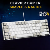 Clavier Gamer filaire - THE G-LAB - KEYZ-HYDRO-WG/FR - 60% format compact - AZERTY - Rétroéclairé - Gris/Blanc