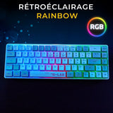 Clavier Gamer filaire - THE G-LAB - KEYZ-HYDRO-WG/FR - 60% format compact - AZERTY - Rétroéclairé - Gris/Blanc