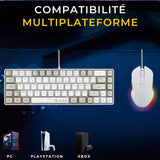 Pack 2 en 1 - THE G-LAB - Combo Hydrogen - Clavier AZERTY - Souris filaire - Blanc/Gris