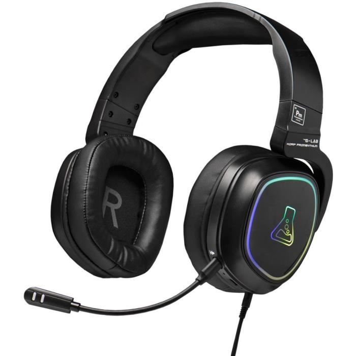 Casque Gamer Sans Fil - The G-Lab - KORP PROMENTHIUM - Microphone - RGB - PC/PS4/Xbox One - Noir