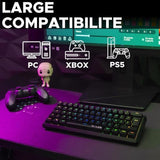 Clavier Gamer - The G-Lab - KEYZ THALLIUM TKL - MÈcanique (Switch Rouge) - Hot Swappable - RGB - Filaire - Azerty - Noir