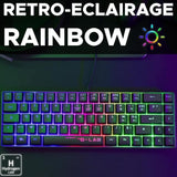 Clavier Gamer - The G-Lab - KEYZ HYDROGEN - 60% Format Compact - Rétroéclairé - Filaire - Noir