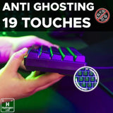 Clavier Gamer - The G-Lab - KEYZ HYDROGEN - 60% Format Compact - Rétroéclairé - Filaire - Noir