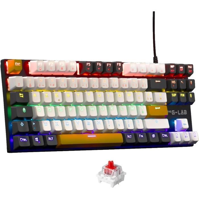 Clavier Gaming - THE G-LAB - KEYZ-MERCURY-C/FR - Mécanique - TKL - 3coloris Blanc+Noir+OrangeFR