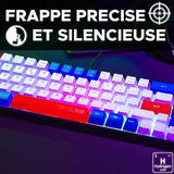 Clavier Gamer - The G-Lab - KEYZ HYDROGEN - 60% Format Compact - RÈtroÈclairÈ - Filaire - Bleu/Blanc/Rouge