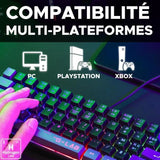Clavier Gamer - The G-Lab - KEYZ HYDROGEN - 60% Format Compact - Rétroéclairé - Filaire - Noir/Gris